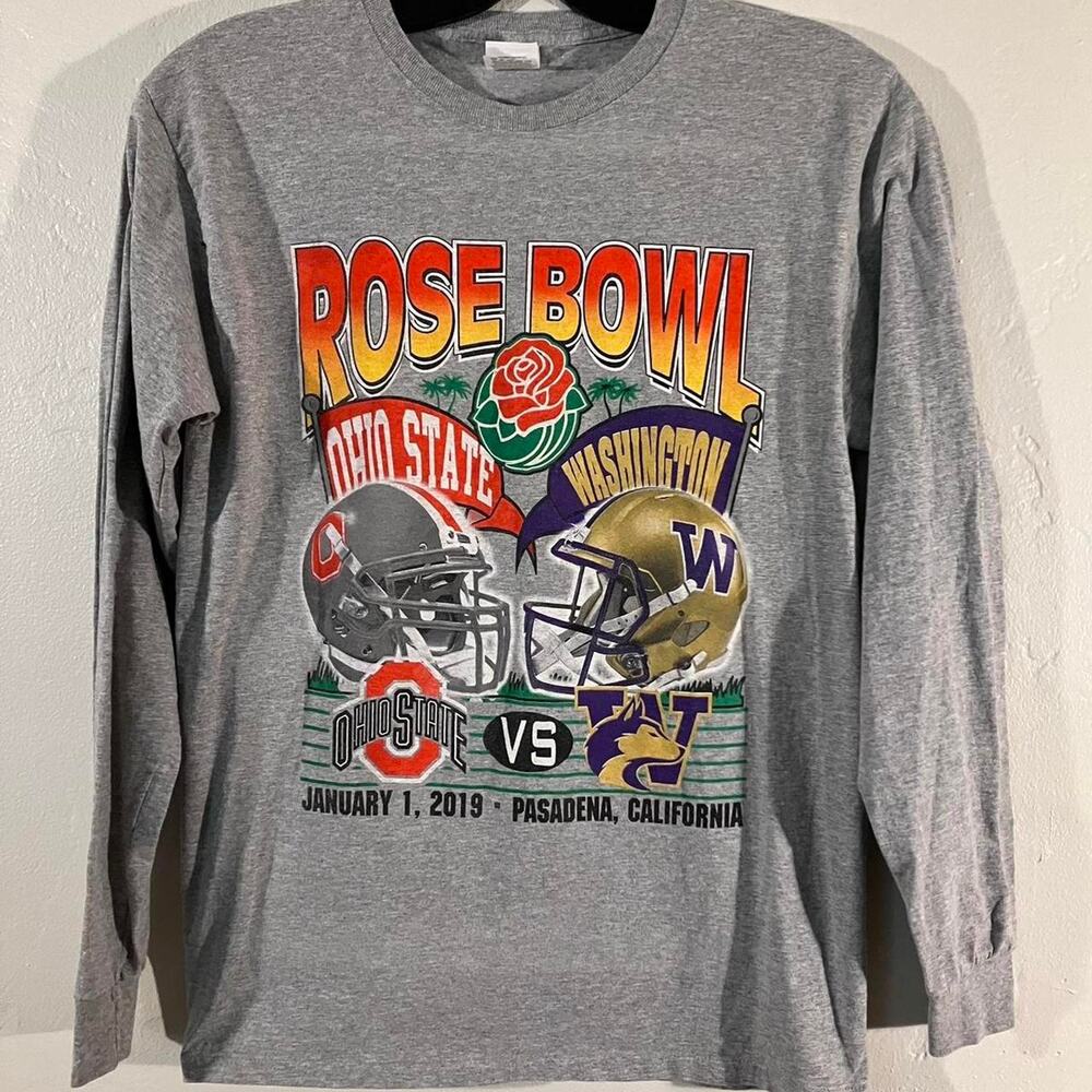 2019 Grey Buckeyes vs Huskies Rose Bowl‎ Long Sleeve T-shirt Medium
